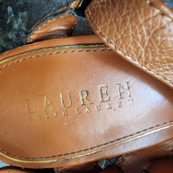 Lauren Ralph Lauren Brown Leather Luna Sandals Size 10B - Picture 10 of 16